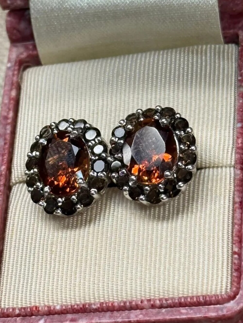 Sterling Silver Mocha Scapolite & Brazilian Smoky Quartz Stud Earrings - Picture 6 of 6